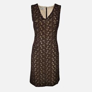 Dolce & Gabbana Brown Lace Mini Dress with Beige Lining